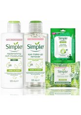 Simple Kind to Skin Eye Makeup Remover x 125ml, Rich Moisturiser x 125ml, Cleansing Wipes x 20 & Mask x 1